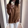 thumbnail image 5 of Sweaters For Women Crew Neck Plush Top Long Sleeve Thin Fashion Pullover Sweater Polyester Brown Size S-5Xl Oversized Sweaters For Women, 5 of 6