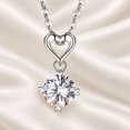 thumbnail image 2 of Women's Heart Pendant Necklace, Silver-Tone Clear Round Stone Necklace, Romantic Fashion Necklace for Women, 2 of 7