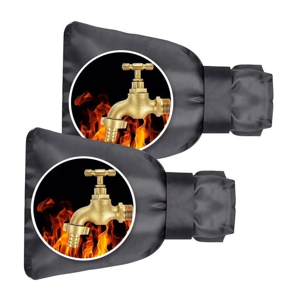 2Pcs Faucet Covers for Winter Freeze Protection,Thickened Water Faucet Cover,Spigot Insulated Covers,Waterproof Outdoor Pipe Insulation Socks,Garden Hose Bib Cover 7.1” x 9.8” Black