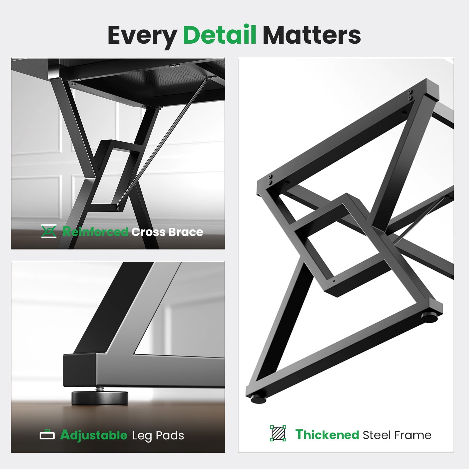 Computer Desk Executive Desk With Thick Wooden Tabletop And Metal Frame