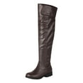 thumbnail image 6 of Rokment Slouchy Thigh High Boots for Women Fall Winter Fashion Leather Platform Chunky Low Heel Wide Calf over The Knee Long Tall Dress Boots Brown Size 7.5, 6 of 7