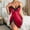 Red, variant on Womens Nightgowns Women's Solid Color V Neck Lace Home Dress Fun Sleeping Slit Dress Suspenders