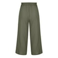 thumbnail image 4 of APEXFWDT Women's Wide Leg Palazzo Pants Cotton Linen Elastic Waist Cropped Yoga Pants Casual Loose Comfy Lounge Trousers with Pockets, 4 of 5