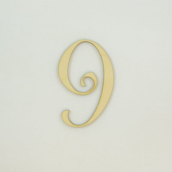 1 Pc, 5 Inch X 1/8 Inch Wood Numbers 9 In The Curlz Font Great For Craft Project & Different Decor