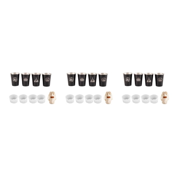 Greeniant Juego de 4 piezas de acero inoxidable, vaso de vino, taza de té, leche, cerveza, tazas de agua, utensilios impresos para viaje, Type1 NO1