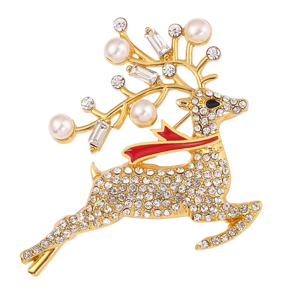 Masteelf Vintage Christmas Deer Brooch Pin, Stylish Holiday Party Accessory for Men, Festive Seasonal Jewelry
