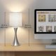 thumbnail image 3 of Lámpara de mesa con  táctil de 3 vías, lámpara de mesita de noche regulable con base de metal, moderna lámpara de mesita de noche elegante con pantalla gris, lámpara de mesa auxiliar simple, 3 of 10