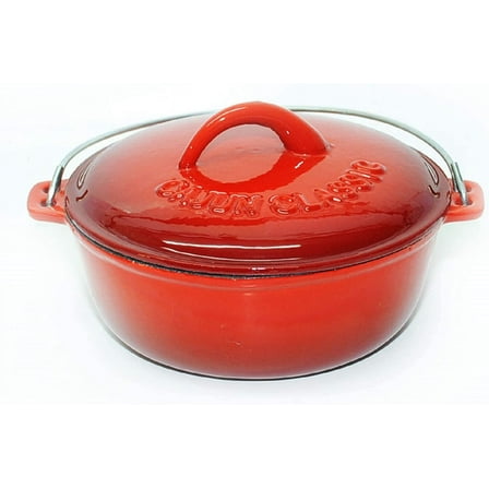 12 Qt. Red Enamel Coated Cast Iron Dutch Oven