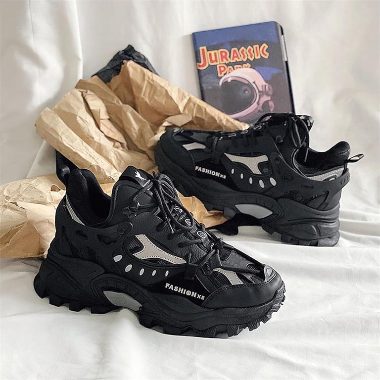 Men's Chunky Sole Sneakers Stylish Lace-Up Dad Shoes Platform