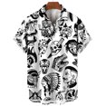 thumbnail image 3 of Camisa con estampado 3D de temática de humanidades para hombre y mujer, informal, de manga corta, con solapa y botones, camiseta de gran tamaño para hombre, 3 of 5