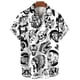 thumbnail image 3 of Camisa con estampado 3D de temática de humanidades para hombre y mujer, informal, de manga corta, con solapa y botones, camiseta de gran tamaño para hombre, 3 of 5