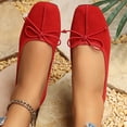 thumbnail image 6 of Abomasnow Womens Flock Bow Decor Square Toe Slip‑On Ballet Flat Shoes Casual Lightweight Going Out Shoes, 6 of 9