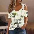 thumbnail image 2 of Womens Summer Tops Short Sleeve Short Sleeve Shirts for Women Trendy Women Y2K Off Shoulder Tees Slim Fit, 2 of 5