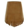 thumbnail image 5 of HXWCHs Western Style Women's Suede Strap Fringe Hem Bodycon Mini Skirt for Casual Outfits and Daily Wear Brown XL, 5 of 8