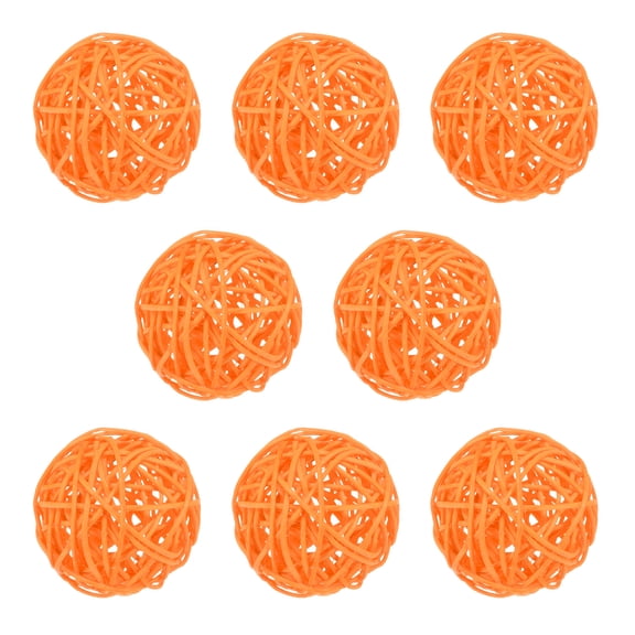 Uxcell 8 Pack Wicker Rattan Balls 2.4 inch Decorative Rattan Balls for Christmas Weddings Thanksgiving Orange