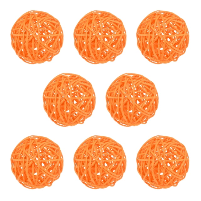 Uxcell 8 Pack de bolas de ratán trenzadas de 2.4 pulgadas para decoración de Navidad, bodas y Acción de Gracias en color naranja