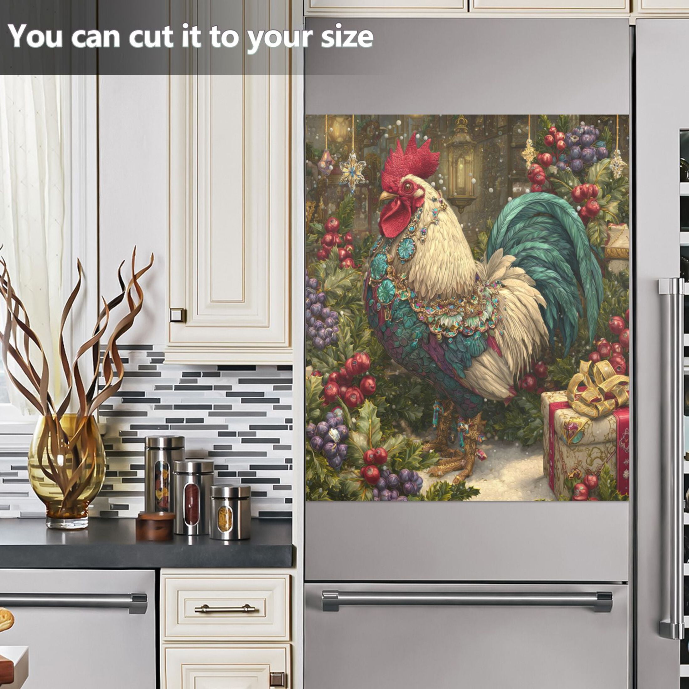 Dishwasher Sticker Magnetic Dishwasher Sticker Magnetic Decorative Sticker Refrigerator Sticker Dishwasher Decorative Stickers Magical Christmas Rooster