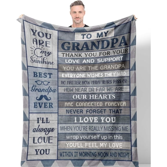 Grandpa Gifts Blanket 60"x50", Grandpa Gifts from Grandchildren, Grandfather Birthday Gift, Best Grandfather Gift from Grandkids, Grandpas Present for Fathers Day Christmas