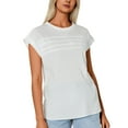 thumbnail image 2 of MIXUE Boho Tops For Women Summer Solid Color Round Neck Short Sleeve Casual T-shirts Activewear,White,L, 2 of 8