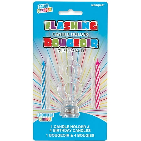 - Blinking Number 8 Cake Decoration and Candles, 5-Piece Set