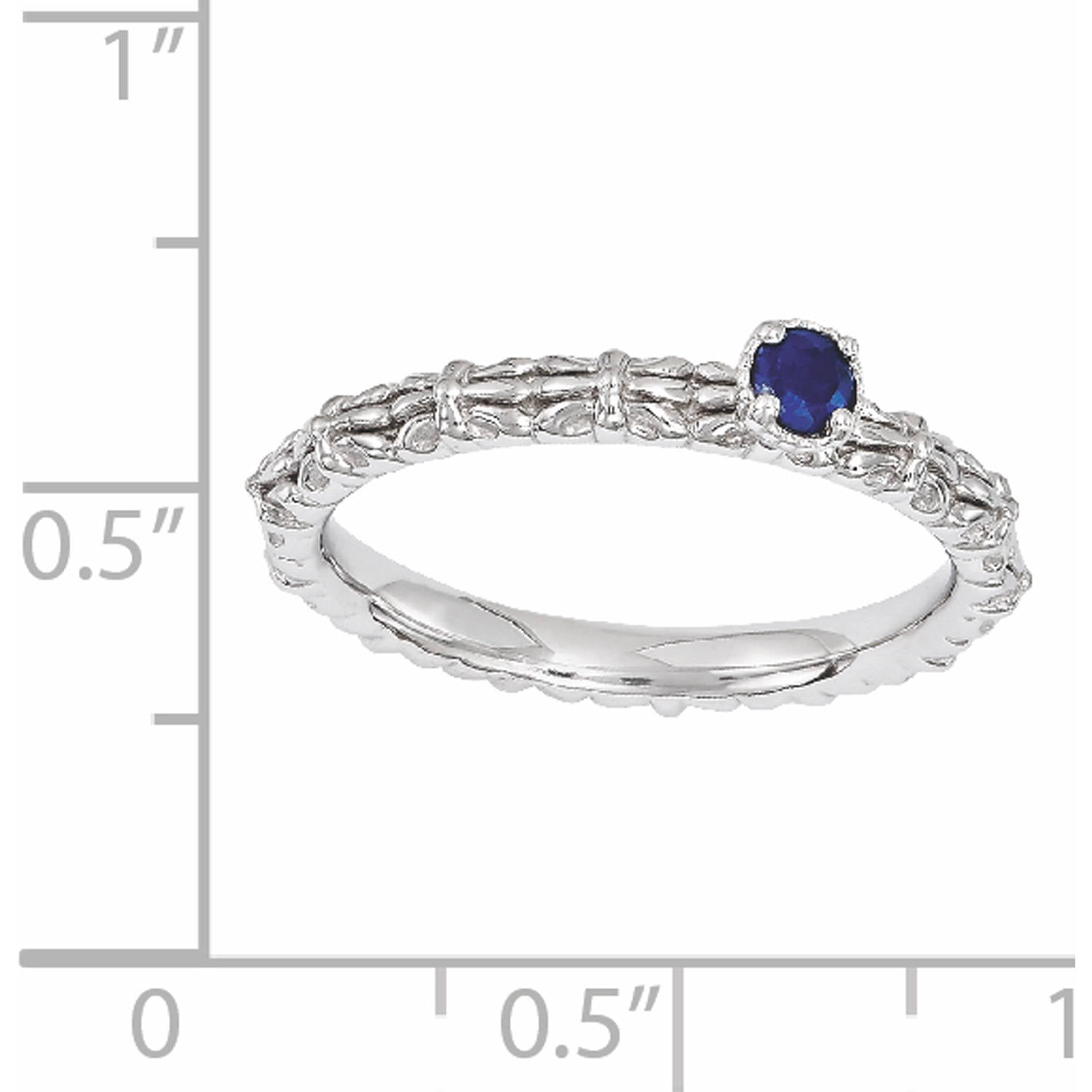 Created Sapphire Sterling Silver Single-Stone Ring