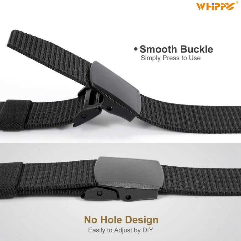 WHIPPY Men's Nylon Belt, Web Canvas Belt with Plastic Buckle