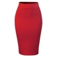 thumbnail image 1 of MixMatchy Women's Waist Band Midi Stretchy Ponte Basic Knee Pencil Skirt, 1 of 3