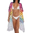 thumbnail image 3 of HELLHERO Loose Long Kimono Swimsuit Cover Up for Beach High Quality Fabrics Breathable Cover Ups for Swimwear Women Mermaid scale print, 3 of 6