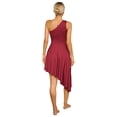 thumbnail image 4 of iiniim 2 PCS Worship Praise Dance Outfit for Women Color Block Irregular Hem Dress with Wide-Leg Burgundy XXL, 4 of 7