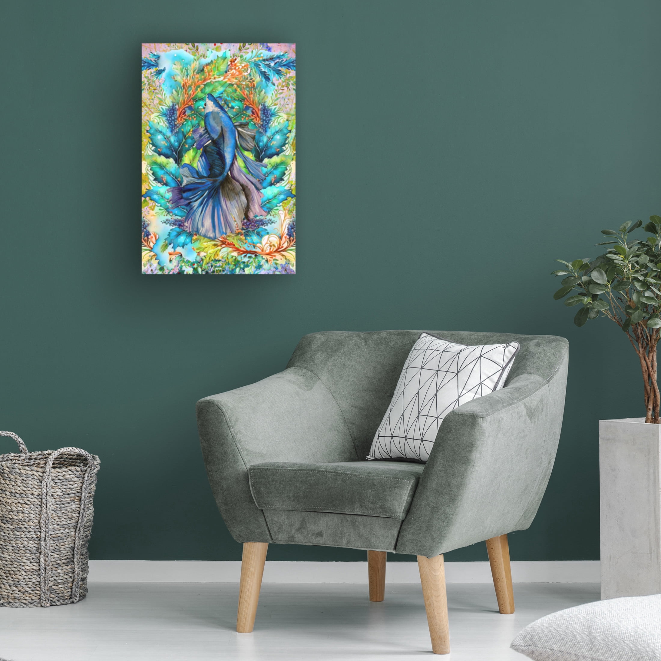 Canvas Wall Art - Ata Alishahi 'Fishgarden' Wall Art for Living Room, Bedroom, or Office Décor by Trademark Fine Art - 16 x 24 Inches