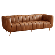 Ashcroft Furniture Co LaMattina Genuine Italian Leather Channel Tufted Sofa