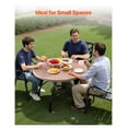 thumbnail image 2 of Outdoor Patio Table, 41 inch Round Bistro Table for 4, Steel Slat Dining Table with Umbrella Hole, All-Weather Garden Furniture for Patio, Lawn, Porch - Gray, 2 of 9