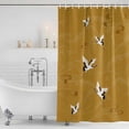 thumbnail image 3 of Japanese Style Shower Curtain, Waterproof Shower Curtains for Bathroom, Vintage Art Cranes Ocean Wave Yellow Washable Fabric Bathtub Curtain Set Bath Decor with 12 Hooks Long 72"x84", 3 of 8