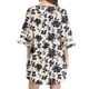 thumbnail image 4 of Moda Mujer Verano Impresión Causal V-Cuello 1/2 Manga Vacaciones Mini Vestido Fridja  yut3115, 4 of 8