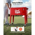 thumbnail image 4 of KFFKFF 80 Quart Rolling Ice Chest, Accommodates 50 Bottles or 110 Cans, Mobile Patio Drink Cooler Cart with 4 Swivel Wheels (2 Lockable), Beverage Trolley with Bottle Opener, Red, 4 of 9
