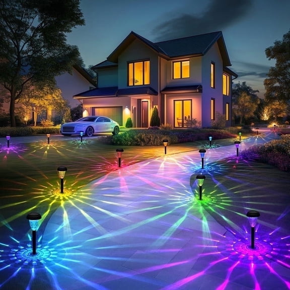 16 Pack Solar Garden Lights, RGB Color Changing, IP65 Waterproof LED Solar Pathway Lighting for Lawn and Landscape Decor
