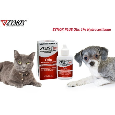 ZYMOX Plus Advanced Formula Otic-HC Enzymatic Solution Hydrocortisone 1% Pet Ear Cleaner, 1.25 oz.