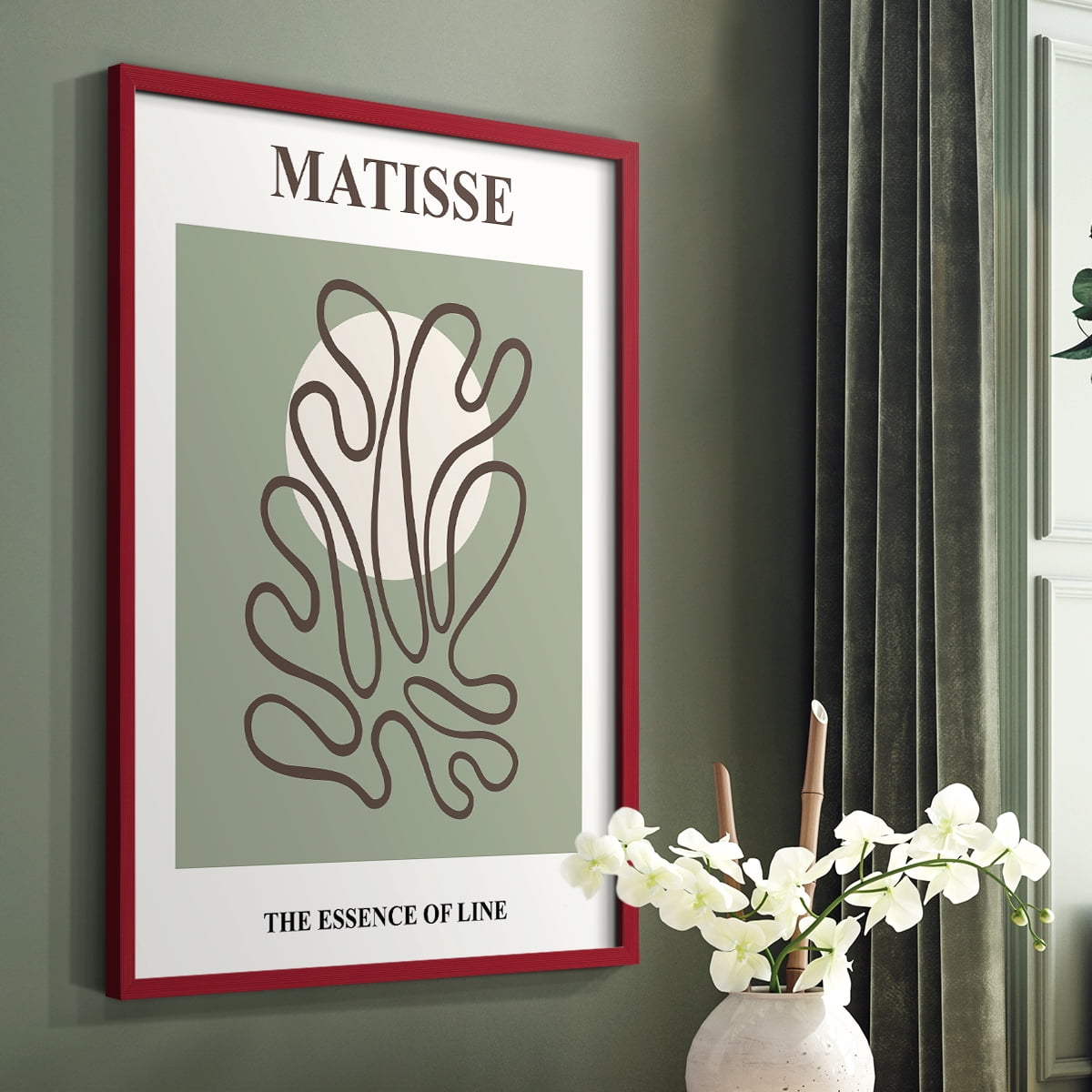 Matisse CXIII Framed Print in Red Solid Wood 11 x 14 Framed Print