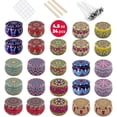 thumbnail image 3 of MENDELEEV STYLE Candle Tin 4.5 Oz Set 24 pcs Patterns Empty Candle Tins Jars for Candle Making with Wicks, Wick Holders& Stickers + Beautiful Gift Wrap Box, 3 of 8