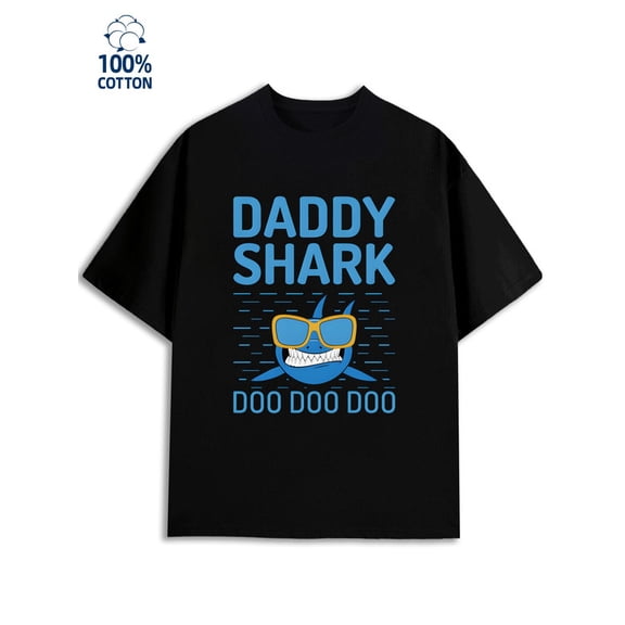 Daddy Shark Tee men's 180G 100% Cotton black Casual Unisex Shirt Graphic tshirts Funny Unisex Shirt Graphic Tee tshirts Original Unisex Shirt Graphic Tee tshirts Basic Unisex Shirt Cotton tshirts