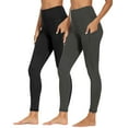 thumbnail image 2 of VEKDONE Women's High Waist Workout Leggings 2 Pack Stretchy Butt Lifting Tummy Control Yoga Tights with Pockets Solid Color Slim Fit Athletic Legging, 2 of 8