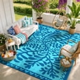 thumbnail image 2 of Wonnitar 8'x10' Outdoor Rug Waterproof, Plastic Straw Portable Rugs for Outside, Large Reversible RV Outdoor Carpet,Modern Blue Purple Carpets for Picnic Garden Patio, 2 of 9