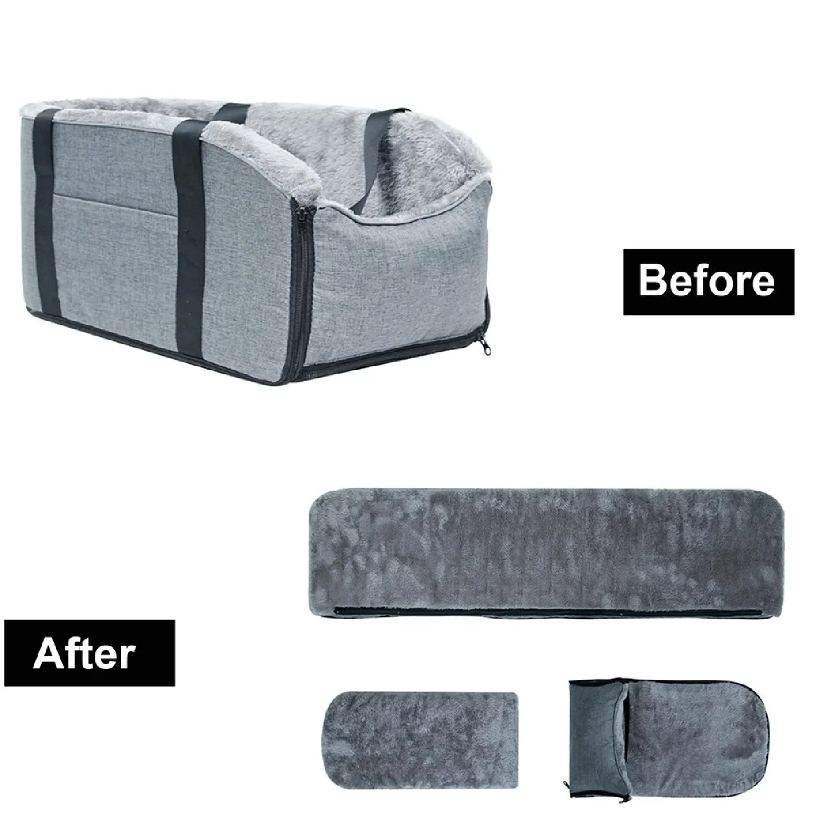 Eurhowing Portable Dog Car Seat, Center Console Pet Booster Seat for Small Dogs Up to 15lbs, Puppy Travel Carrier with Safety Belt & Cushion