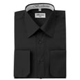 thumbnail image 2 of Berlioni Italy Men's Convertible Cuff Solid Dress Shirt Black, 2 of 2