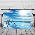 thumbnail image 2 of ABPHOTO Polyester 7x5ft Swimming Pool Backdrop Sunny Sky Open Air Swimming Pool Photography Background and Studio Photography Backdrop Props, 2 of 5
