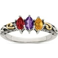 thumbnail image 2 of 14K/Silver Two-Tone Sterling Silver & 14K Three-Stone And Diamond Mother's Ring Semi-Mount (Size 10) Made In Thailand qmr22/3-10, 2 of 5