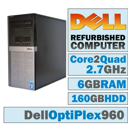 REFURBISHED Dell OptiPlex 960 MT/Core 2 Quad Q9400 @ 2.66 GHz/6GB DDR2/160GB HDD/DVD-RW/WINDOWS 10 PRO 64