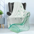 thumbnail image 4 of Turquoise Soft Flannel Fleece Blanket, Illustration Floral Victorian Style Curvy Lines Wave Butterfly Design, Cozy Plush for Indoor and Outdoor Use, 50" x 70", Pale Green Mint Green, by Ambesonne, 4 of 5