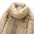 thumbnail image 2 of Women’s Rolled-Edge Long-Sleeve Minimalist Hoodie High Neck Vegan Fur Jacket, 2 of 7