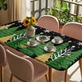 thumbnail image 3 of Black Christmas Tree Table Cloths for 6 Foot Rectangle Tables, Green Golden Xmas Tree Snowflake Winter Patio Waterproof Elastic Fitted Tablecloths, Washable Rectangular Table Cover for Camping, 3 of 8